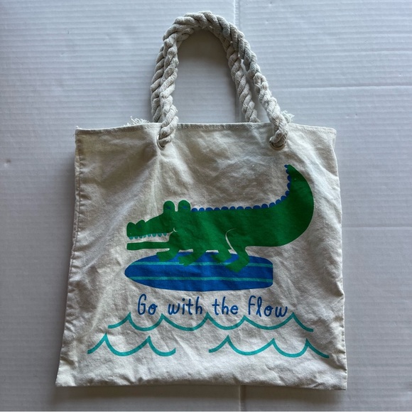 Canvas Tote Bag Go With The Flow . - Picture 1 of 8